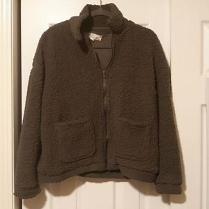 Gray fleece zip up